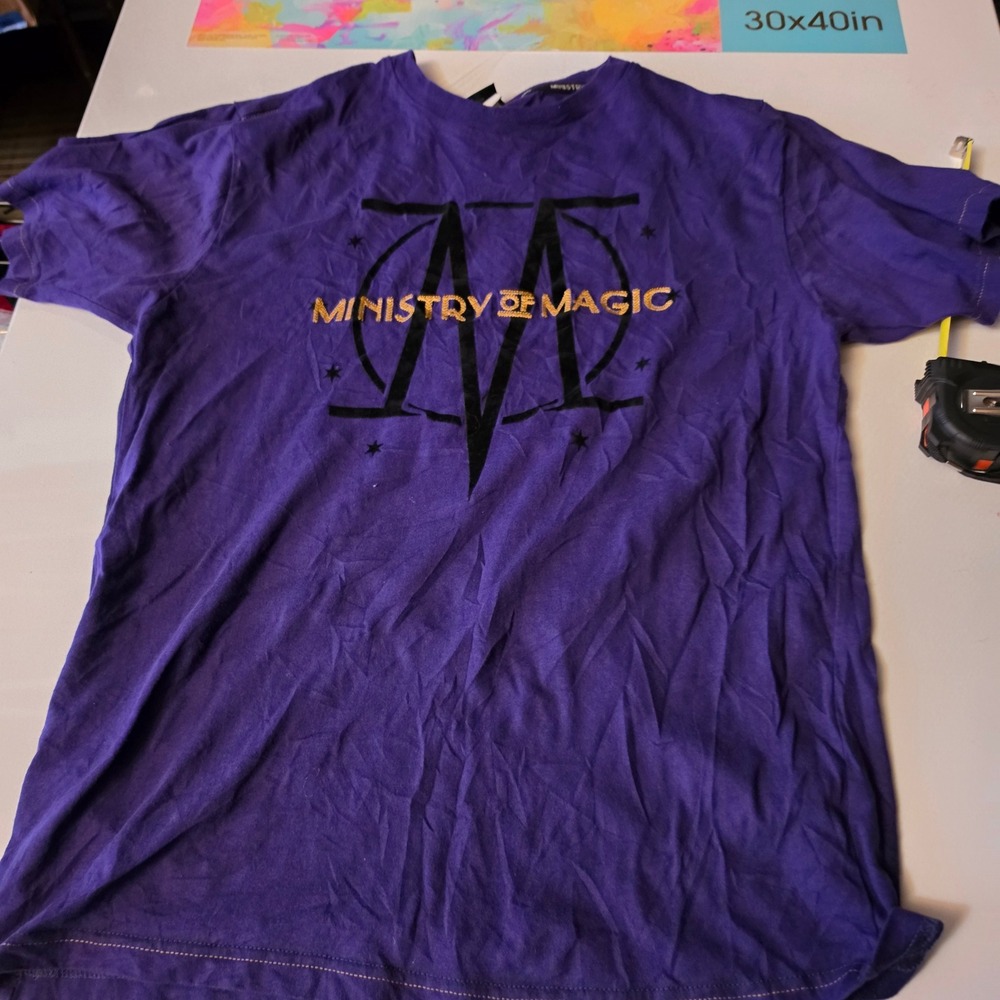 Universal Studios Harry Potter Ministry of Magic Purple Graphic T-Shirt Mens L